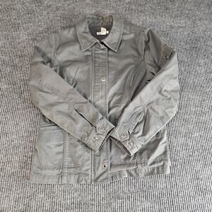 Orvis Jacket Womens Medium Gray Cotton Utility Field Coat Floral Lining